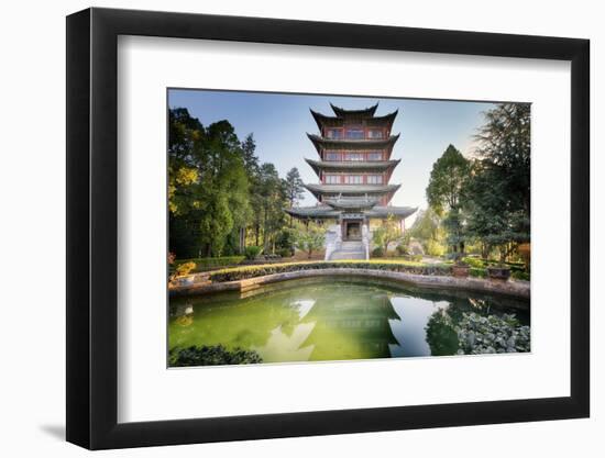 Pavilion of Everlasting Clarity with Emerald Pool, Lijiang, Yunnan, China, Asia-Andreas Brandl-Framed Photographic Print