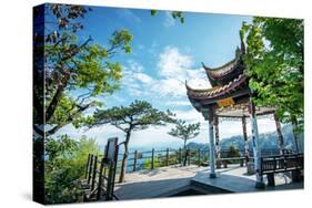 Pavilion on Four Sides Peak at Tian Mu Shan, Zhejiang, China-Andreas Brandl-Stretched Canvas