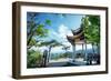 Pavilion on Four Sides Peak at Tian Mu Shan, Zhejiang, China-Andreas Brandl-Framed Photographic Print