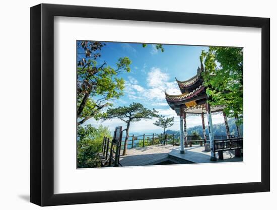 Pavilion on Four Sides Peak at Tian Mu Shan, Zhejiang, China-Andreas Brandl-Framed Photographic Print