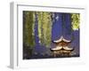 Pavilion on Xi Hu at Dusk, Hangzhou, Zhejiang, China, Asia-Ian Trower-Framed Photographic Print