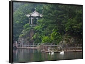 Pavilion with Lake in the Mountain, Tiantai Mountain, Zhejiang Province, China-Keren Su-Framed Photographic Print