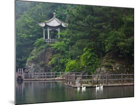 Pavilion with Lake in the Mountain, Tiantai Mountain, Zhejiang Province, China-Keren Su-Mounted Photographic Print