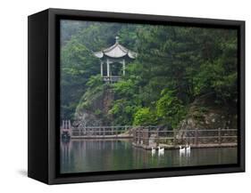 Pavilion with Lake in the Mountain, Tiantai Mountain, Zhejiang Province, China-Keren Su-Framed Stretched Canvas