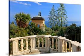 Pavilion with View of the Sea at Hanbury Botanic Gardens near Ventimiglia, Italy-null-Stretched Canvas