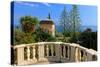 Pavilion with View of the Sea at Hanbury Botanic Gardens near Ventimiglia, Italy-null-Stretched Canvas