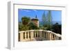 Pavilion with View of the Sea at Hanbury Botanic Gardens near Ventimiglia, Italy-null-Framed Art Print