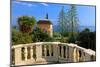 Pavilion with View of the Sea at Hanbury Botanic Gardens near Ventimiglia, Italy-null-Mounted Art Print