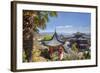 Pavilions and Palm Leaves at Mufu Wood Mansion, Lijiang, Yunnan, China, Asia-Andreas Brandl-Framed Photographic Print