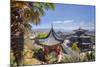 Pavilions and Palm Leaves at Mufu Wood Mansion, Lijiang, Yunnan, China, Asia-Andreas Brandl-Mounted Photographic Print