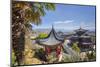 Pavilions and Palm Leaves at Mufu Wood Mansion, Lijiang, Yunnan, China, Asia-Andreas Brandl-Mounted Photographic Print