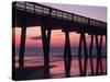 Pavillion and Pier, Tybee Island, Georgia, USA-Joanne Wells-Stretched Canvas