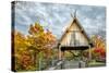 Pavillion Deck Surrounded by Autumn Foliage-Dean Fikar-Stretched Canvas