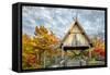 Pavillion Deck Surrounded by Autumn Foliage-Dean Fikar-Framed Stretched Canvas