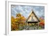 Pavillion Deck Surrounded by Autumn Foliage-Dean Fikar-Framed Photographic Print