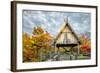 Pavillion Deck Surrounded by Autumn Foliage-Dean Fikar-Framed Photographic Print