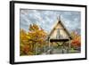 Pavillion Deck Surrounded by Autumn Foliage-Dean Fikar-Framed Photographic Print