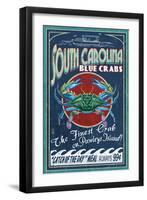 Pawleys Island, South Carolina - Blue Crabs-Lantern Press-Framed Art Print