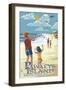 Pawleys Island, South Carolina - Kite Flyers-Lantern Press-Framed Art Print