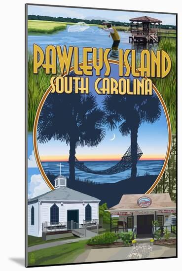 Pawleys Island, South Carolina - Montage-Lantern Press-Mounted Art Print