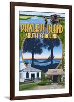 Pawleys Island, South Carolina - Montage-Lantern Press-Framed Art Print