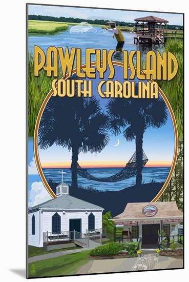 Pawleys Island, South Carolina - Montage-Lantern Press-Mounted Art Print