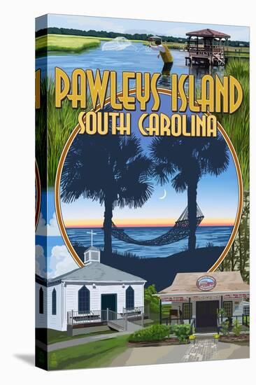 Pawleys Island, South Carolina - Montage-Lantern Press-Stretched Canvas