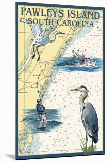 Pawleys Island, South Carolina - Nautical Chart-Lantern Press-Mounted Art Print