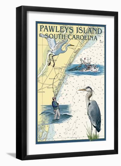 Pawleys Island, South Carolina - Nautical Chart-Lantern Press-Framed Art Print