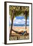 Pawleys Island, South Carolina - Palms and Hammock-Lantern Press-Framed Art Print