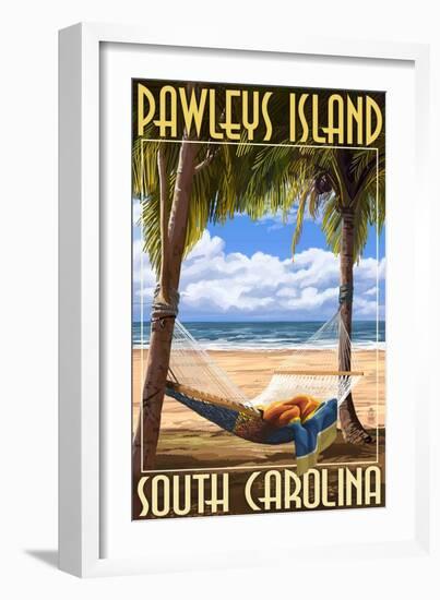 Pawleys Island, South Carolina - Palms and Hammock-Lantern Press-Framed Art Print