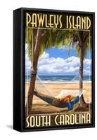 Pawleys Island, South Carolina - Palms and Hammock-Lantern Press-Framed Stretched Canvas