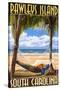Pawleys Island, South Carolina - Palms and Hammock-Lantern Press-Stretched Canvas