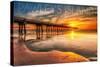 Pawleys Island, South Carolina - Pier and Sunset-Lantern Press-Stretched Canvas