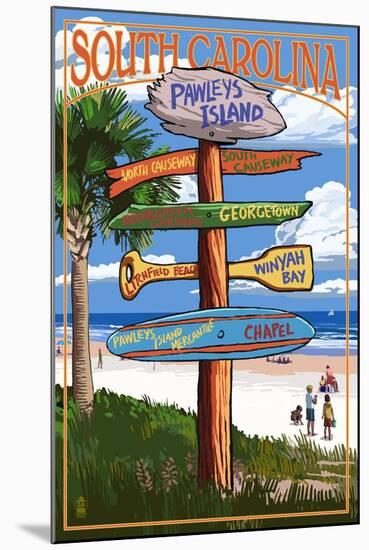 Pawleys Island, South Carolina - Sign Destinations-Lantern Press-Mounted Art Print