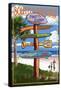 Pawleys Island, South Carolina - Sign Destinations-Lantern Press-Framed Stretched Canvas