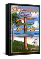 Pawleys Island, South Carolina - Sign Destinations-Lantern Press-Framed Stretched Canvas