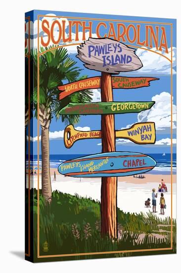 Pawleys Island, South Carolina - Sign Destinations-Lantern Press-Stretched Canvas