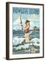 Pawleys Island, South Carolina - Surf Fishing Pinup Girl-Lantern Press-Framed Art Print