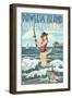 Pawleys Island, South Carolina - Surf Fishing Pinup Girl-Lantern Press-Framed Art Print