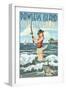 Pawleys Island, South Carolina - Surf Fishing Pinup Girl-Lantern Press-Framed Art Print