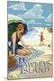 Pawleys Island, South Carolina - Woman on Beach-Lantern Press-Mounted Art Print