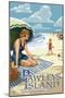 Pawleys Island, South Carolina - Woman on Beach-Lantern Press-Mounted Art Print