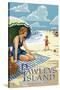 Pawleys Island, South Carolina - Woman on Beach-Lantern Press-Stretched Canvas