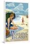 Pawleys Island, South Carolina - Woman on Beach-Lantern Press-Framed Art Print