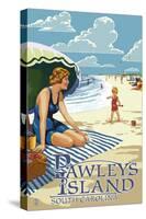 Pawleys Island, South Carolina - Woman on Beach-Lantern Press-Stretched Canvas