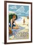 Pawleys Island, South Carolina - Woman on Beach-Lantern Press-Framed Art Print