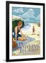 Pawleys Island, South Carolina - Woman on Beach-Lantern Press-Framed Art Print