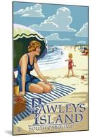 Pawleys Island, South Carolina - Woman on Beach-Lantern Press-Mounted Art Print