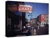 Pawnbroker Shop Sign Prominent Along a Street in Memphis-null-Stretched Canvas